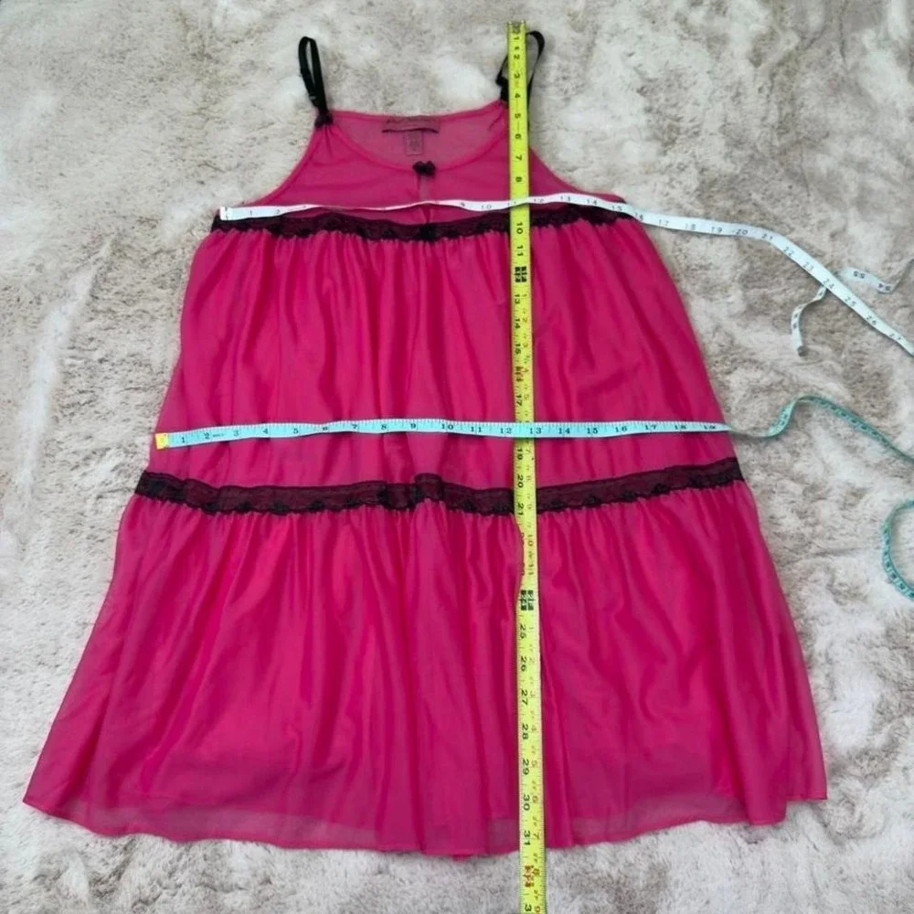 Betsey‎ Johnson hot pink sheer lace babydoll slip
